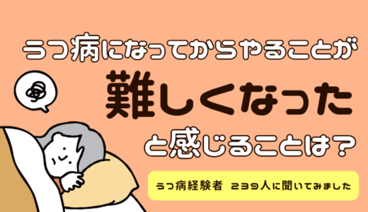 うつ病経験者239人に聞いた！うつ病になってから難しくなったと感じることは？