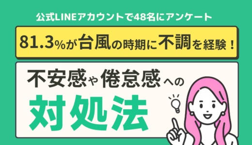 81.3%が台風の時期に不調を経験！日常生活や仕事に支障が出る場合も。